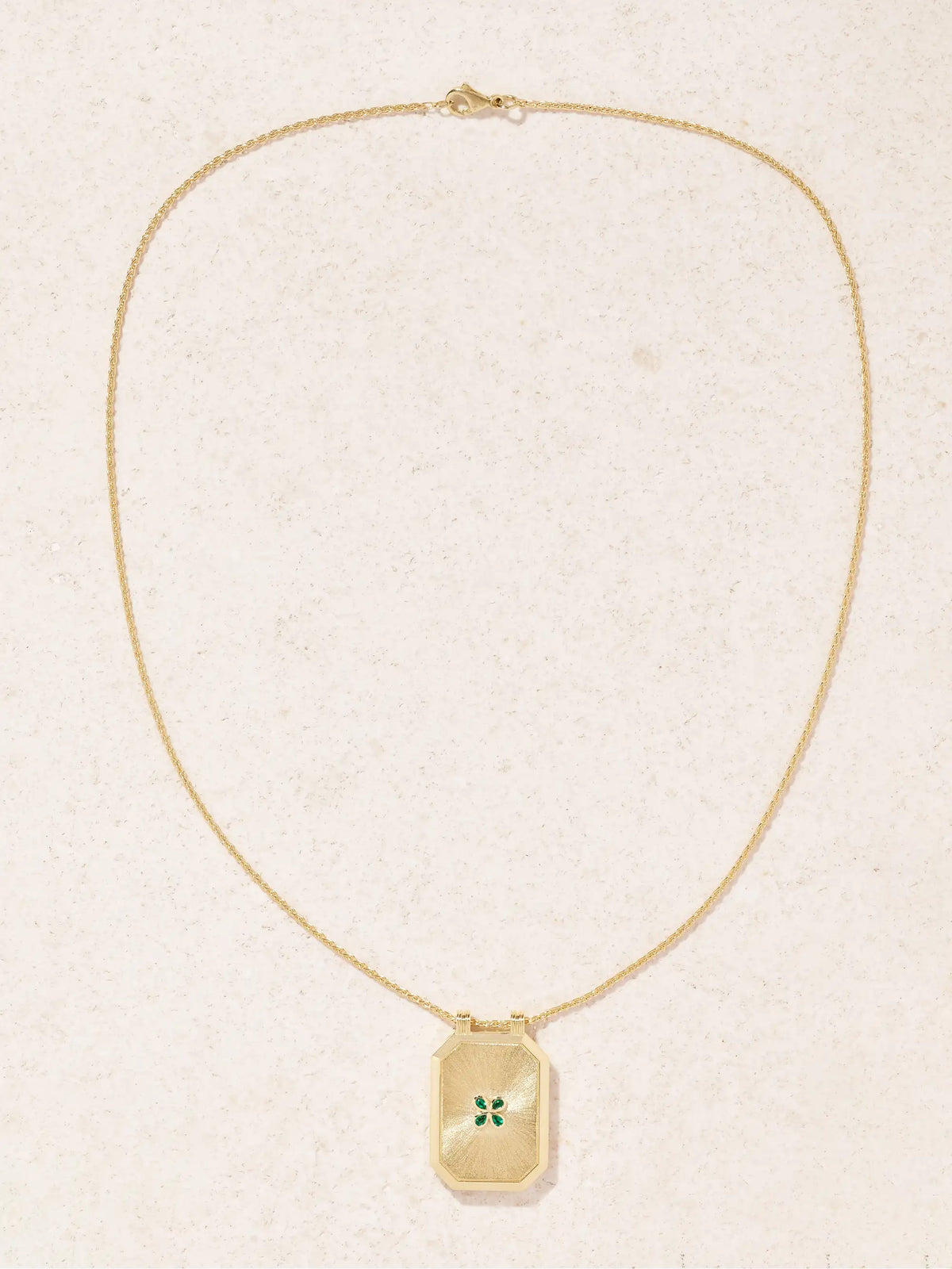 Luck Scapular 18-karat Gold Emerald Necklace