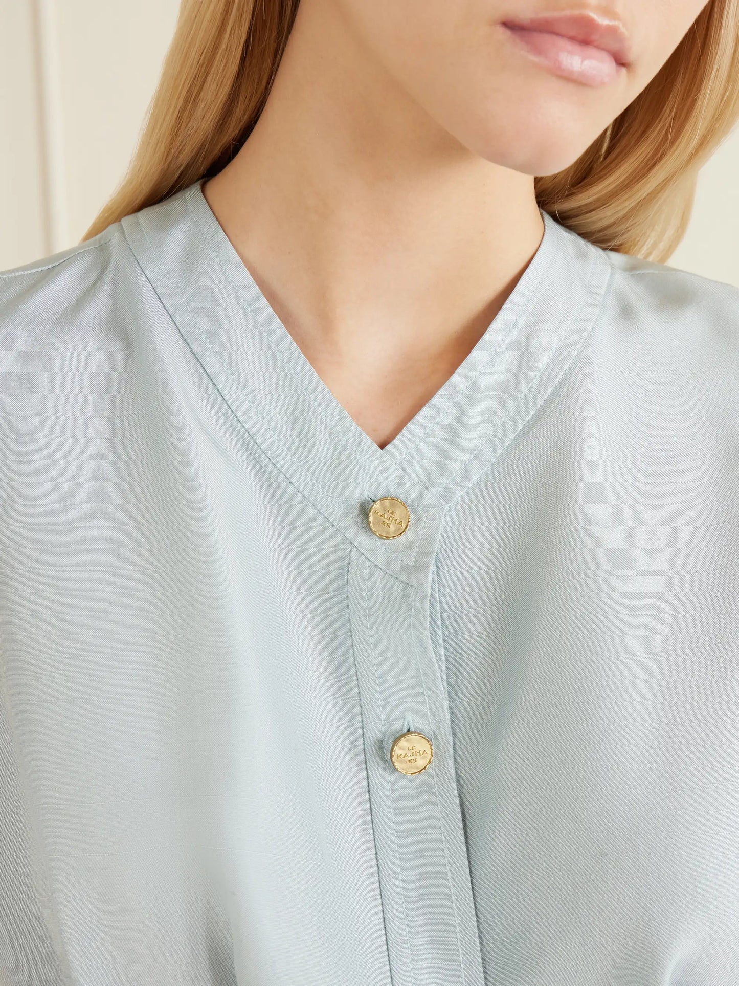 Haima V Neck Silk Top