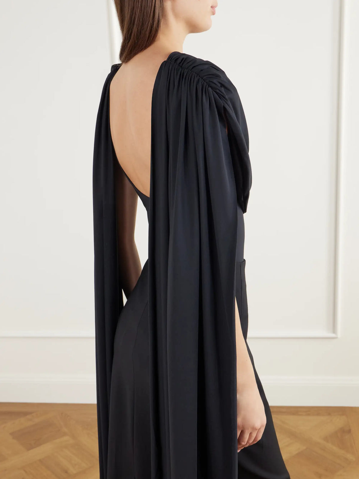 Maygel Coronel Burano Cape-detailed Draped Stretch-jersey Bodysuit