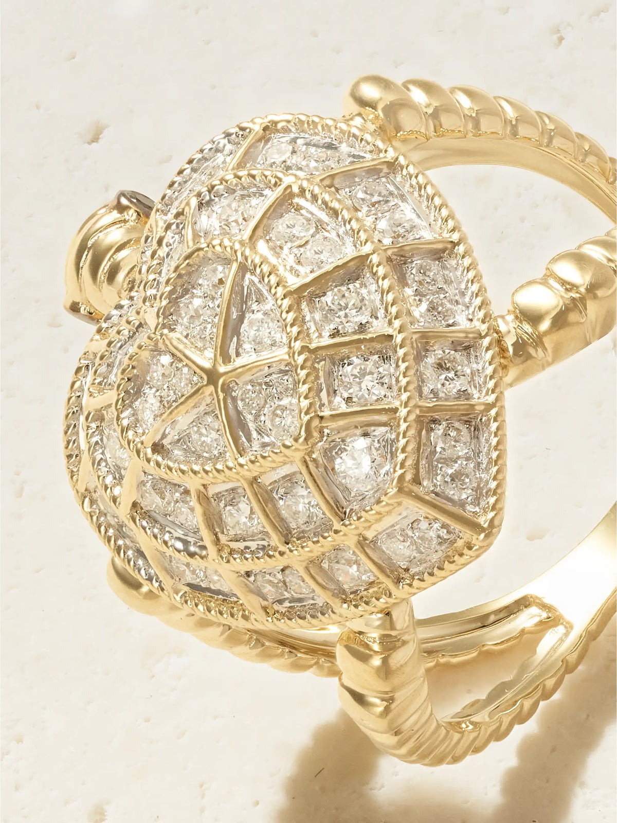 Bague Tortue Coeur 9-karat Gold Diamond Ring