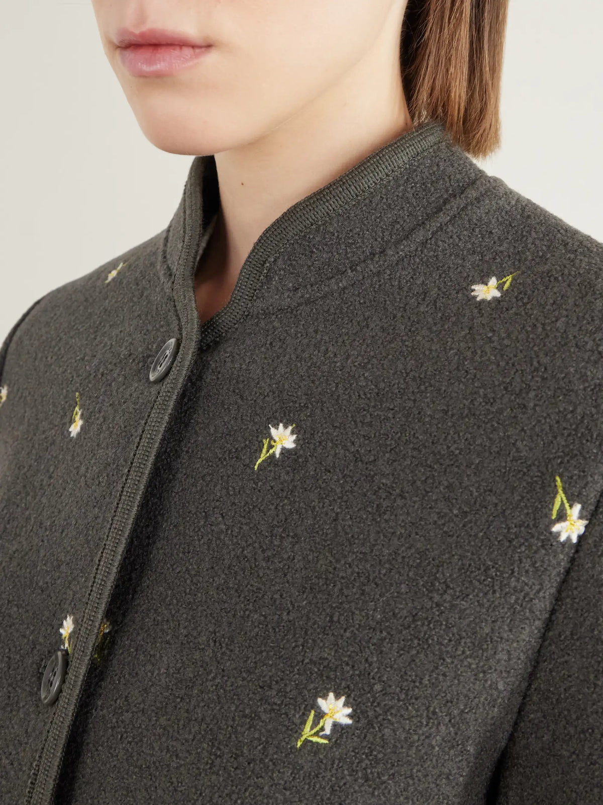 RIER Walker Floral-embroidered Felted Wool-fleece Jacket