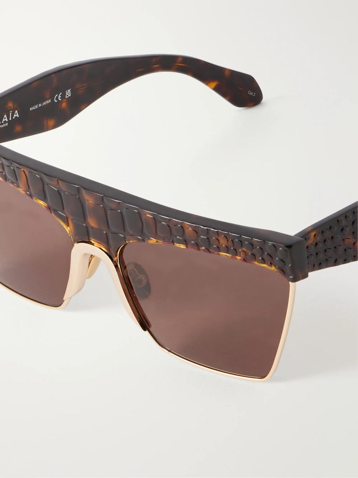 Alaïa D-frame Croc-effect Tortoiseshell Recycled-acetate And Gold-tone Metal Sunglasses
