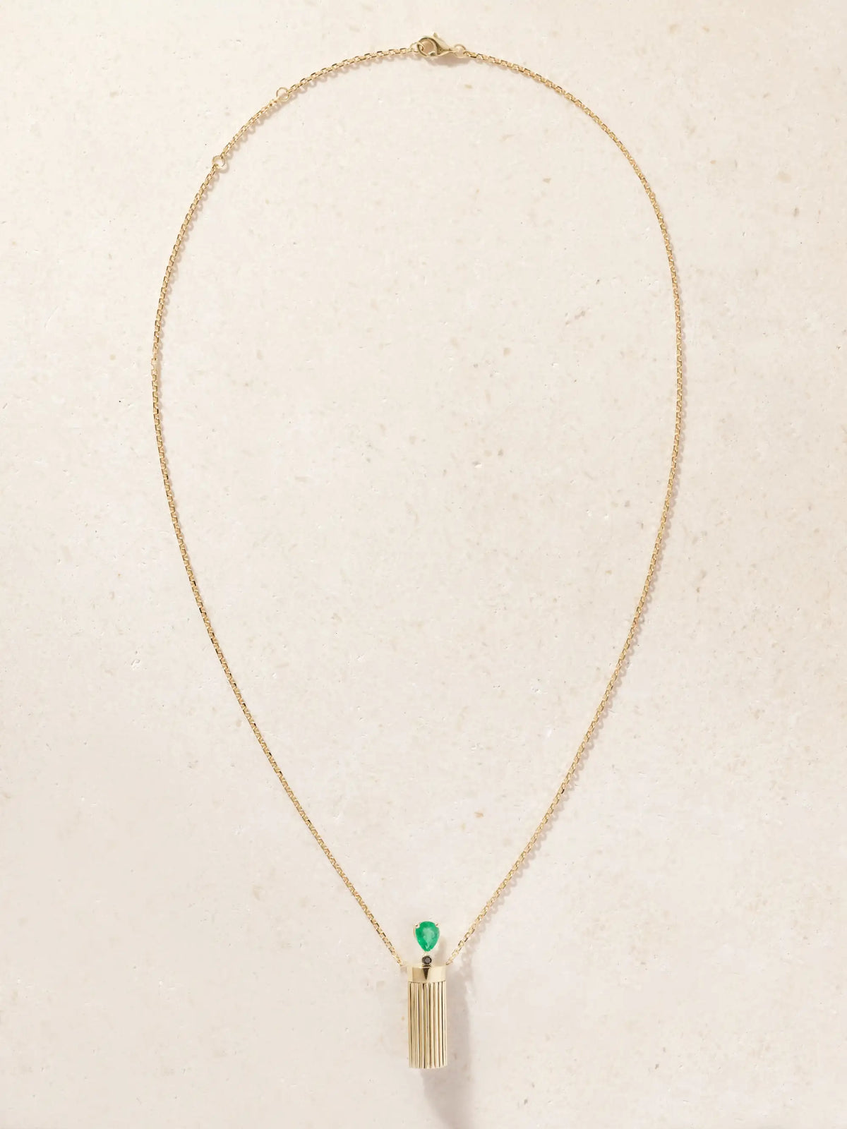 Yvonne Léon Petit Vase 9-karat Gold, Emerald And Blackened Diamond Necklace