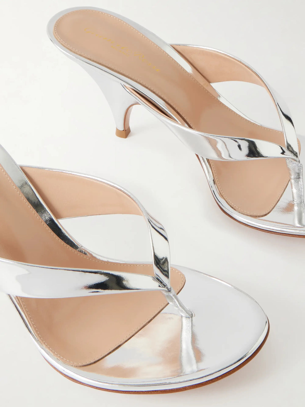Sofia 70 Metallic Leather Thong Sandals