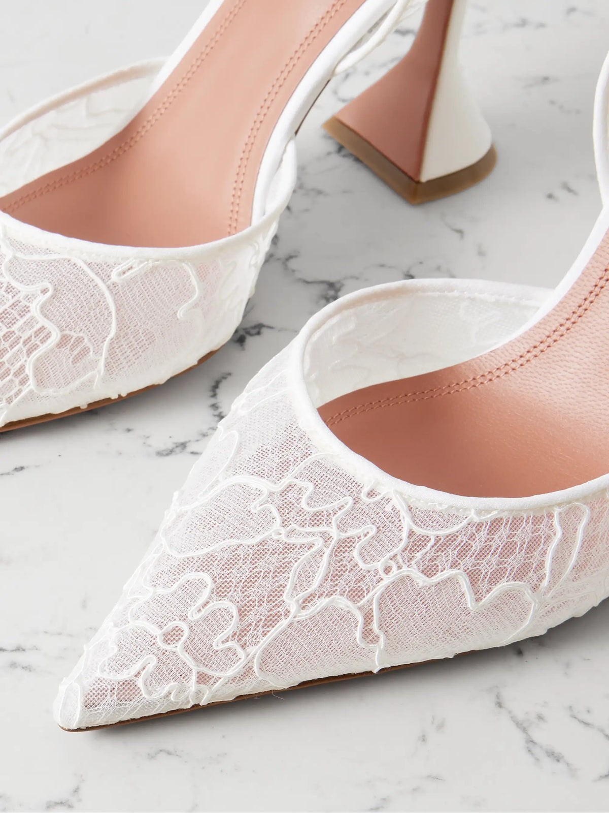 Holli Lace And Leather Slingback Pumps