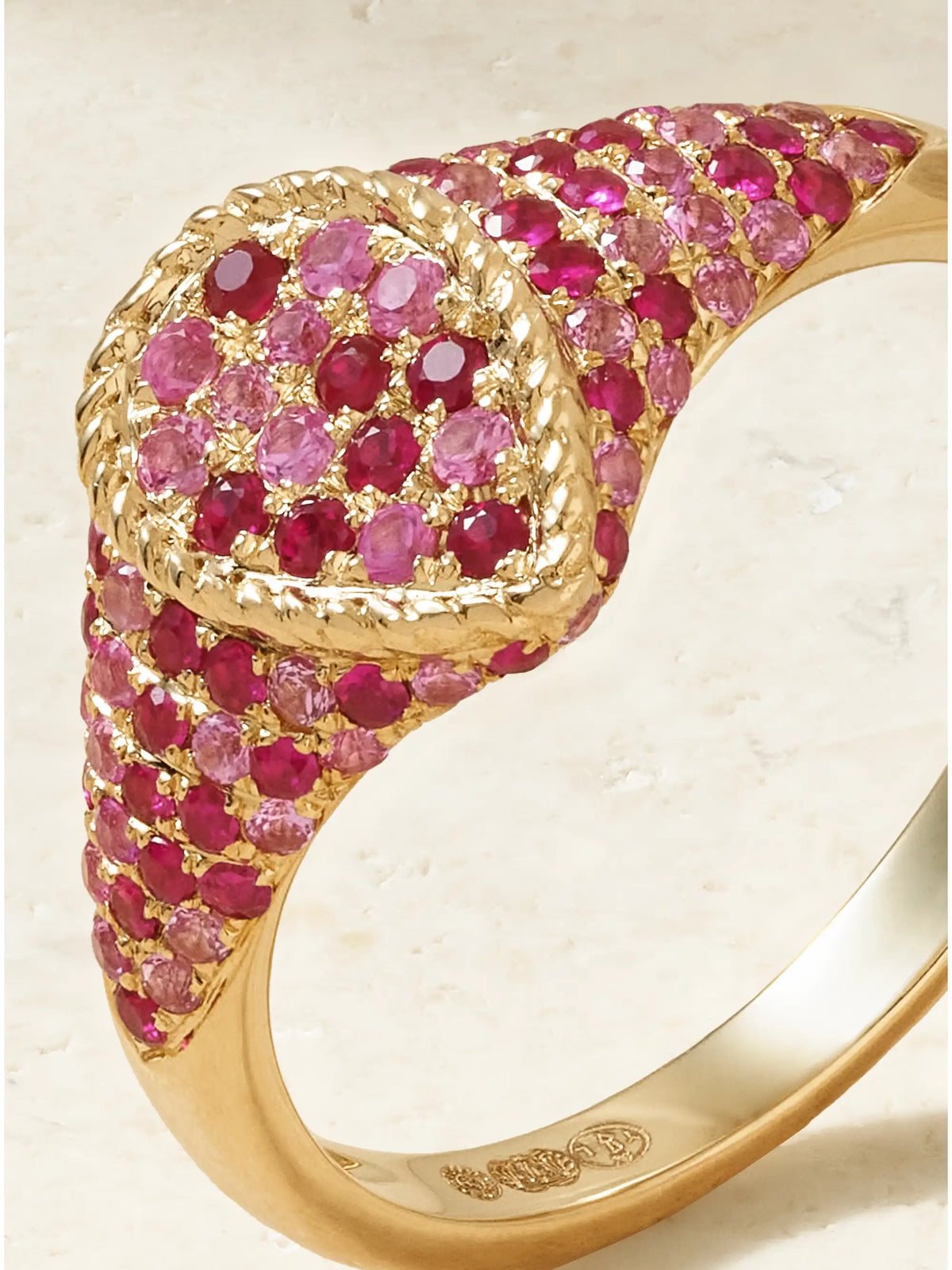 Baby Chevalière Poire 9-karat Gold, Ruby And Sapphire Signet Ring