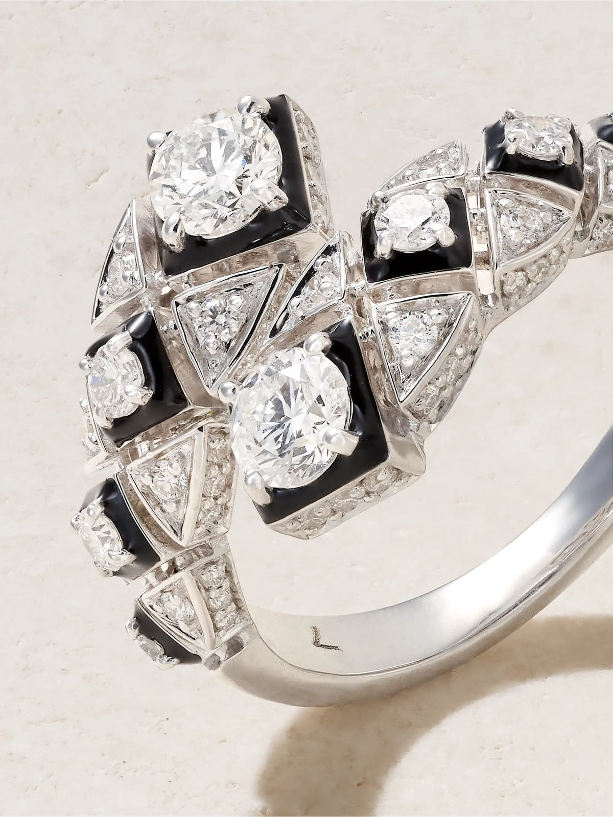 Infinity 18-karat White Gold, Diamond And Enamel Ring