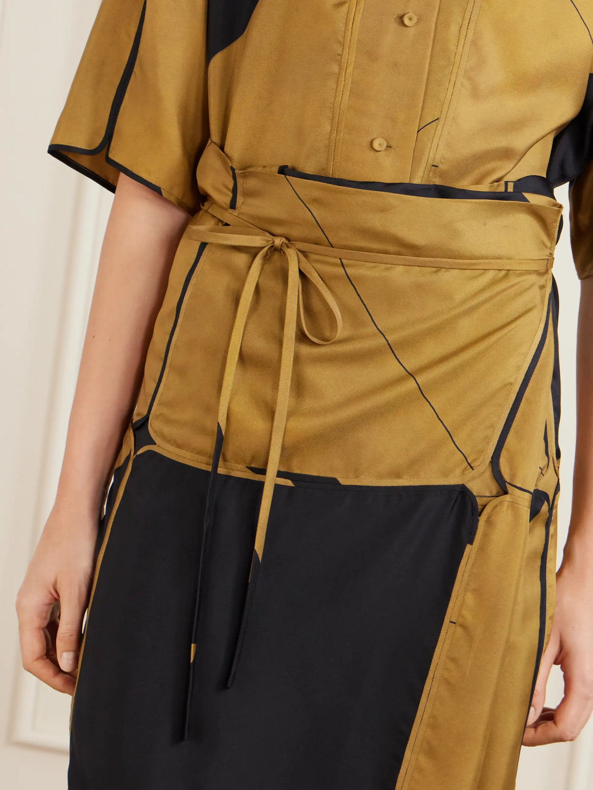 Hallie Patchwork Silk-twill Wrap Midi Skirt