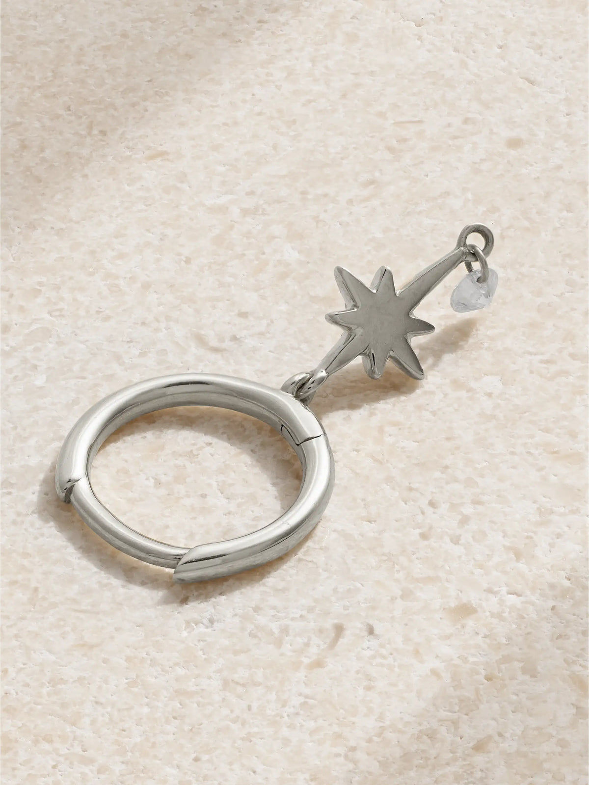 North Star 18-karat White Gold Diamond Single Hoop Earring