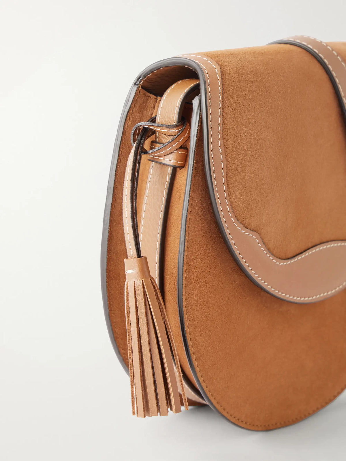 Hunting Season The Small Saddle Tasseled Leather-trimmed Suede Shoulder Bag
