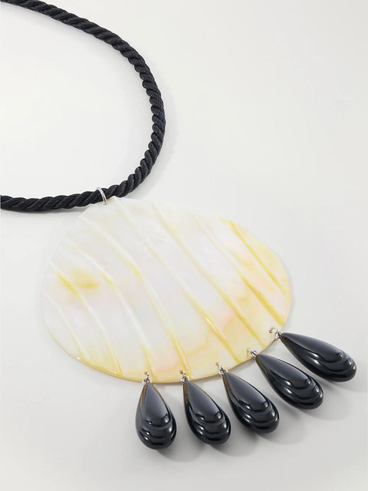 Iris Rhodium-plated, Shell, Resin And Cord Necklace