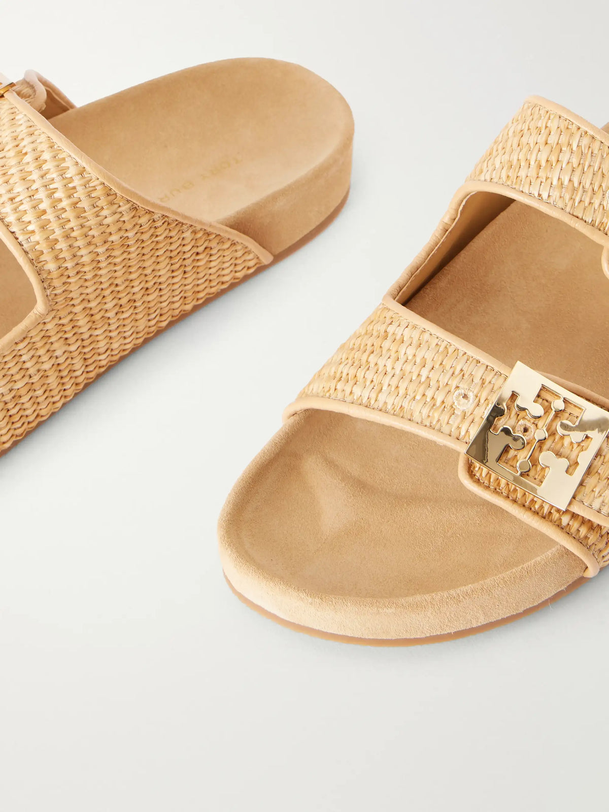 Mellow Logo-embellished Raffia And Leather Sandals