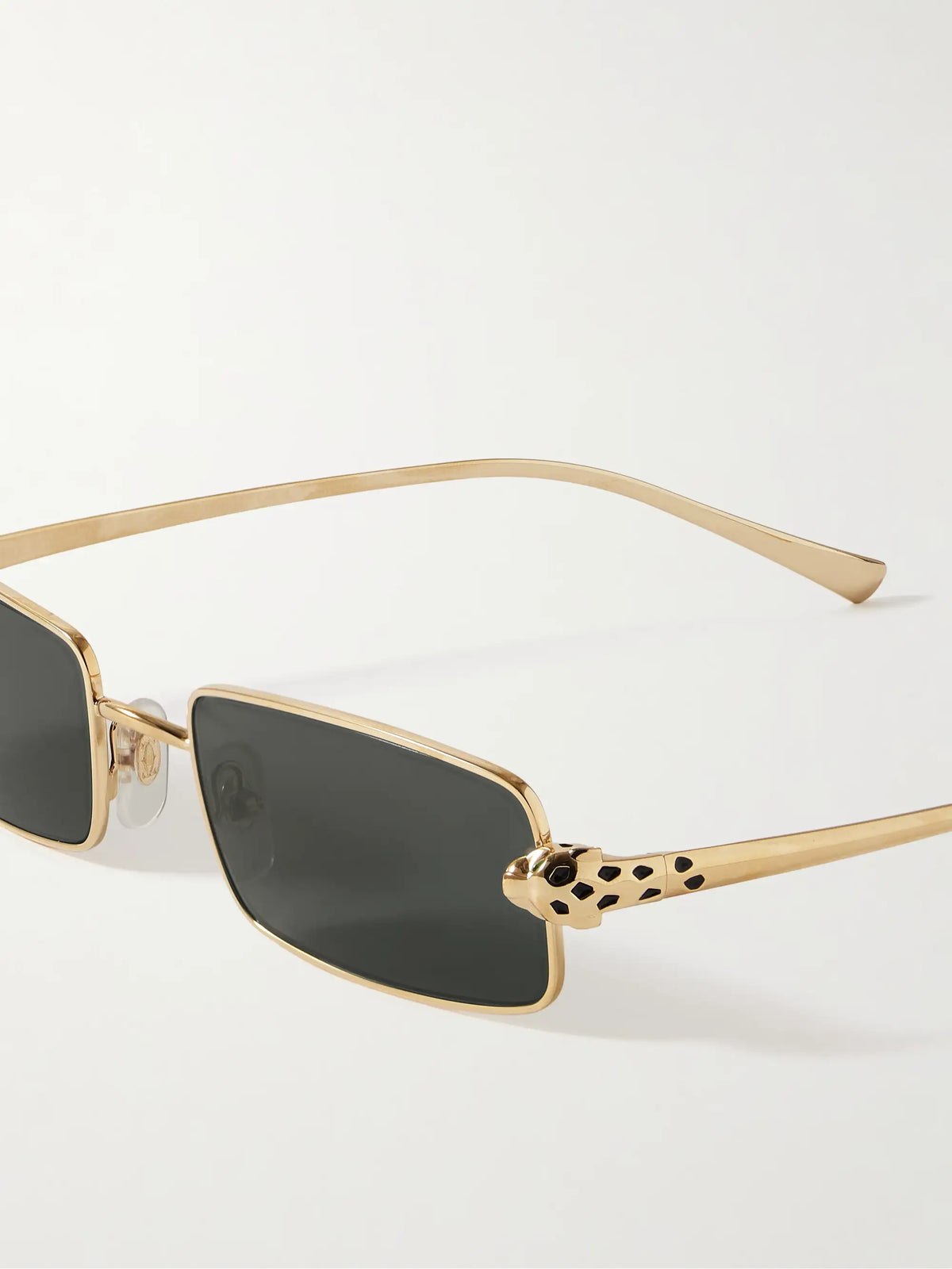 Panthère Rectangle-frame Crystal-embellished Gold-tone Sunglasses