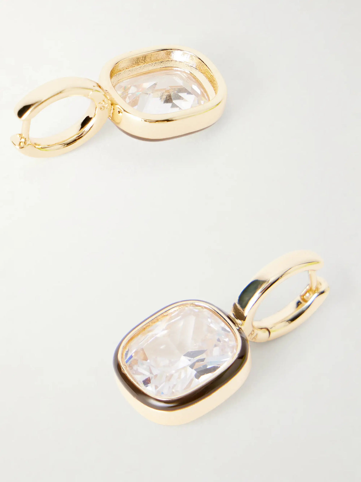 Cubic Cushion Gold-tone, Cubic Zirconia And Enamel Earrings