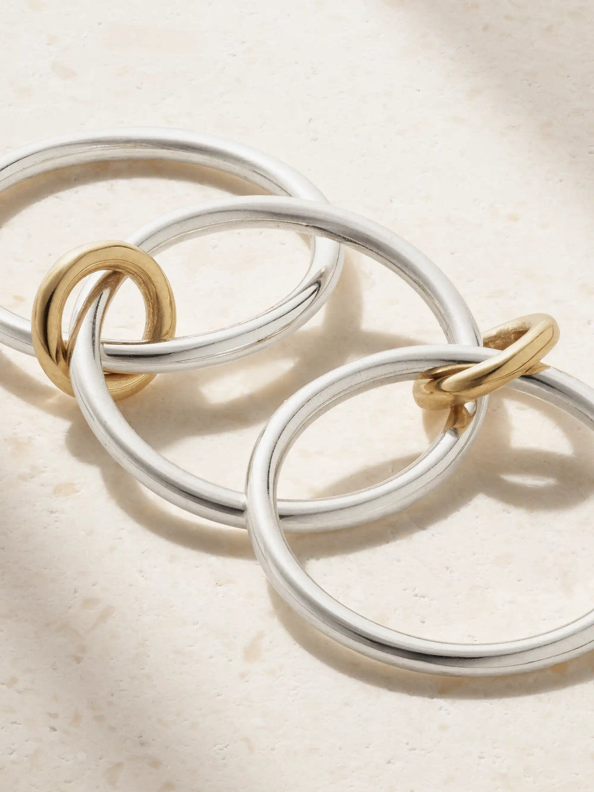 Solarium Set Of Three Sterling Silver And 18-karat Gold Rings
