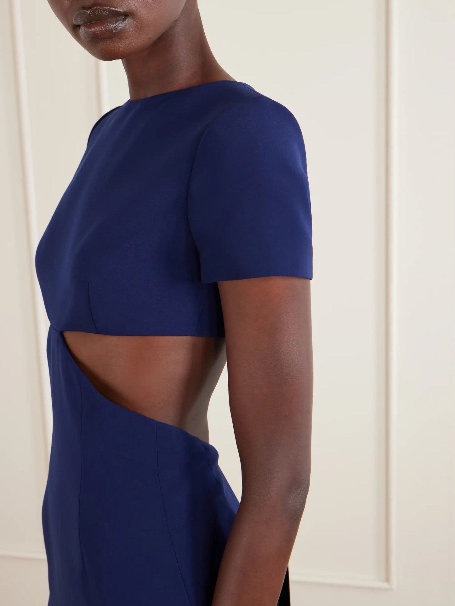 Bow-embellished Cut-out Crepe Midi Dress