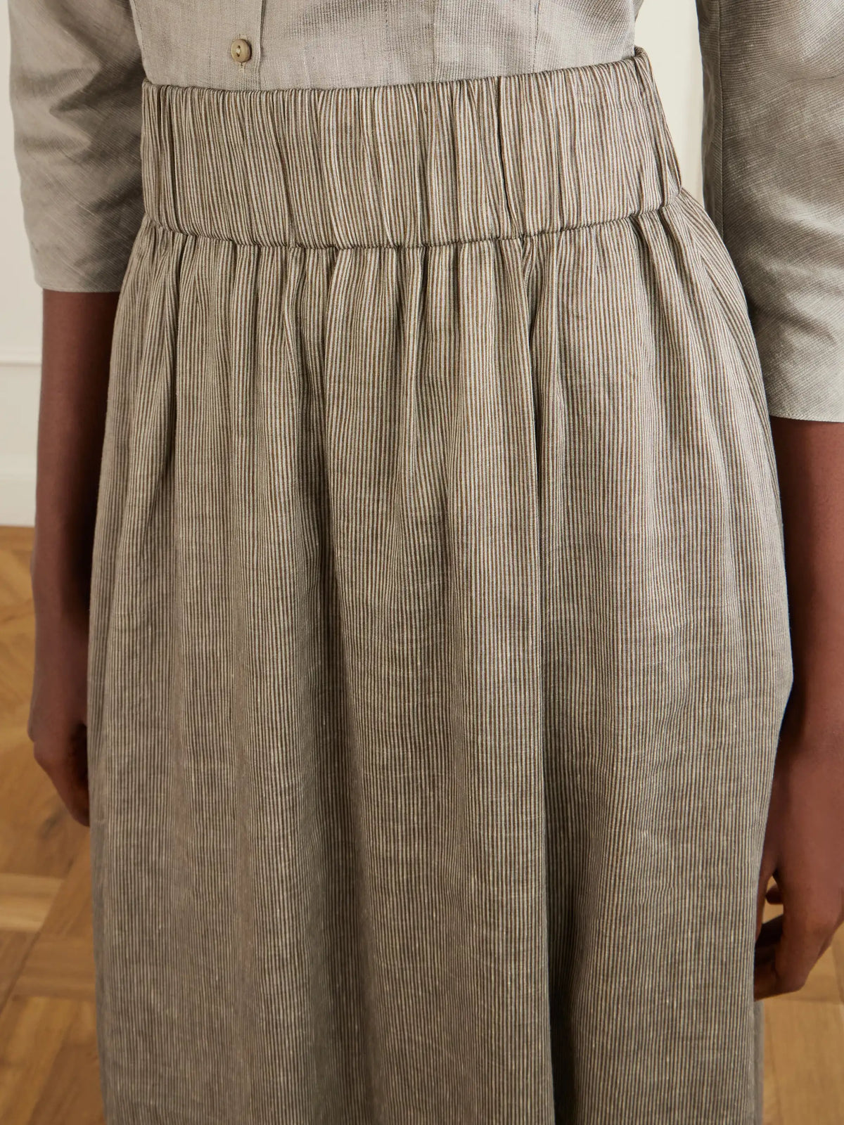 Aria Striped Linen And Silk-blend Maxi Skirt