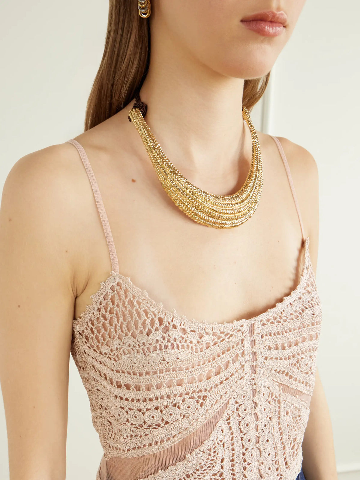 Ulla Johnson Mollie Crochet-knit And Tulle Top
