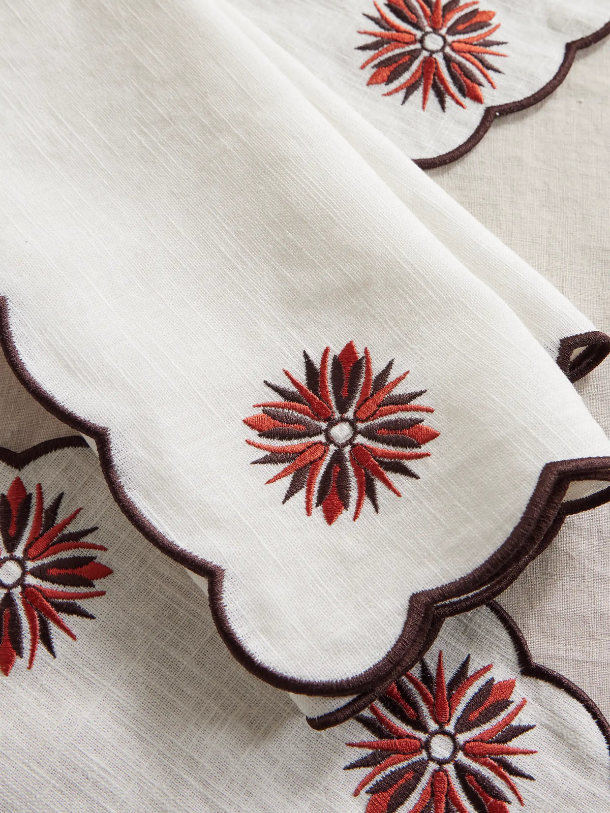 Set Of Two Botanica Embroidered Linen And Cotton-blend Placemats And Napkins