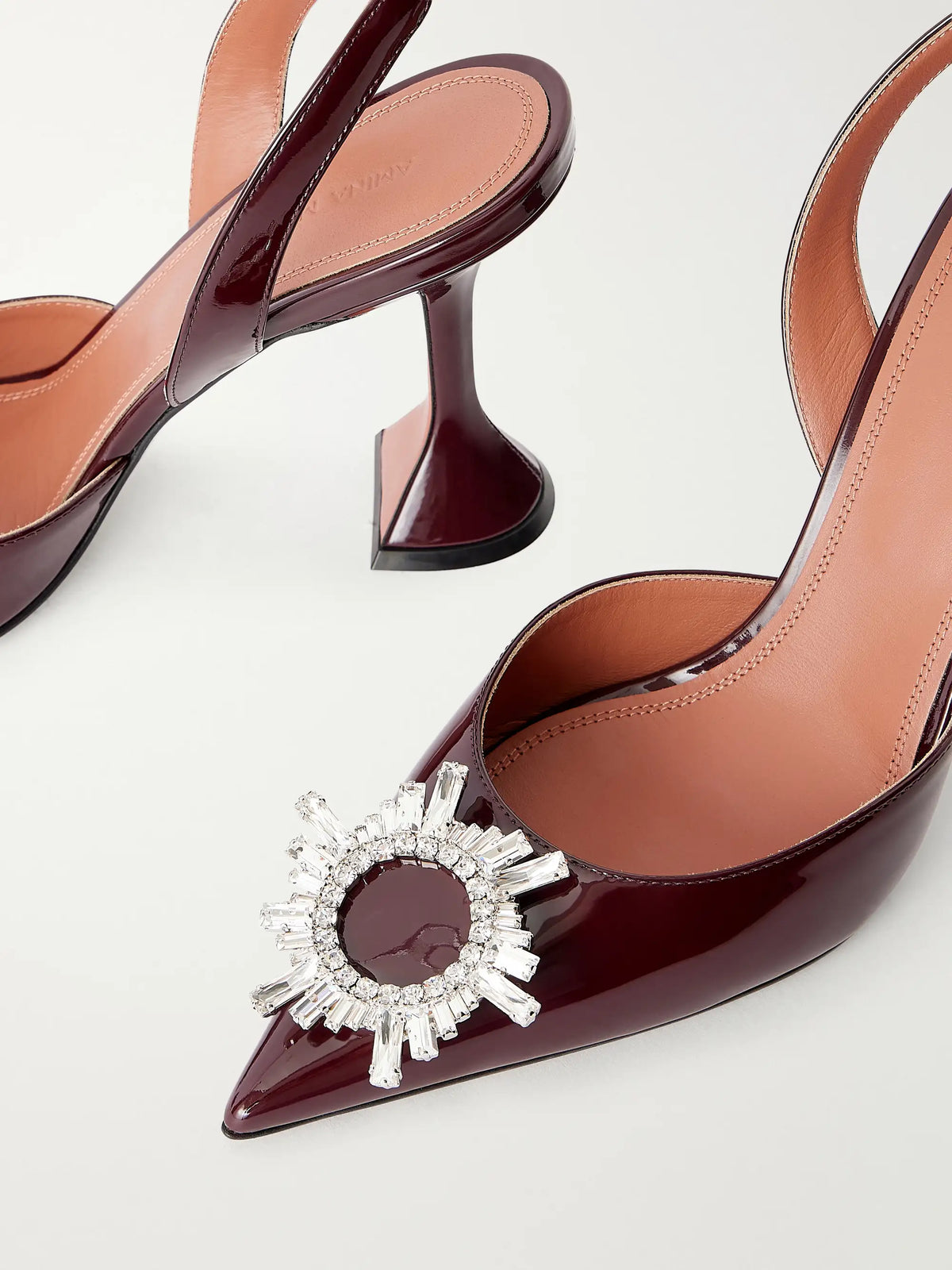 Amina Muaddi Begum 95 Crystal-embellished Patent-leather Slingback Pumps