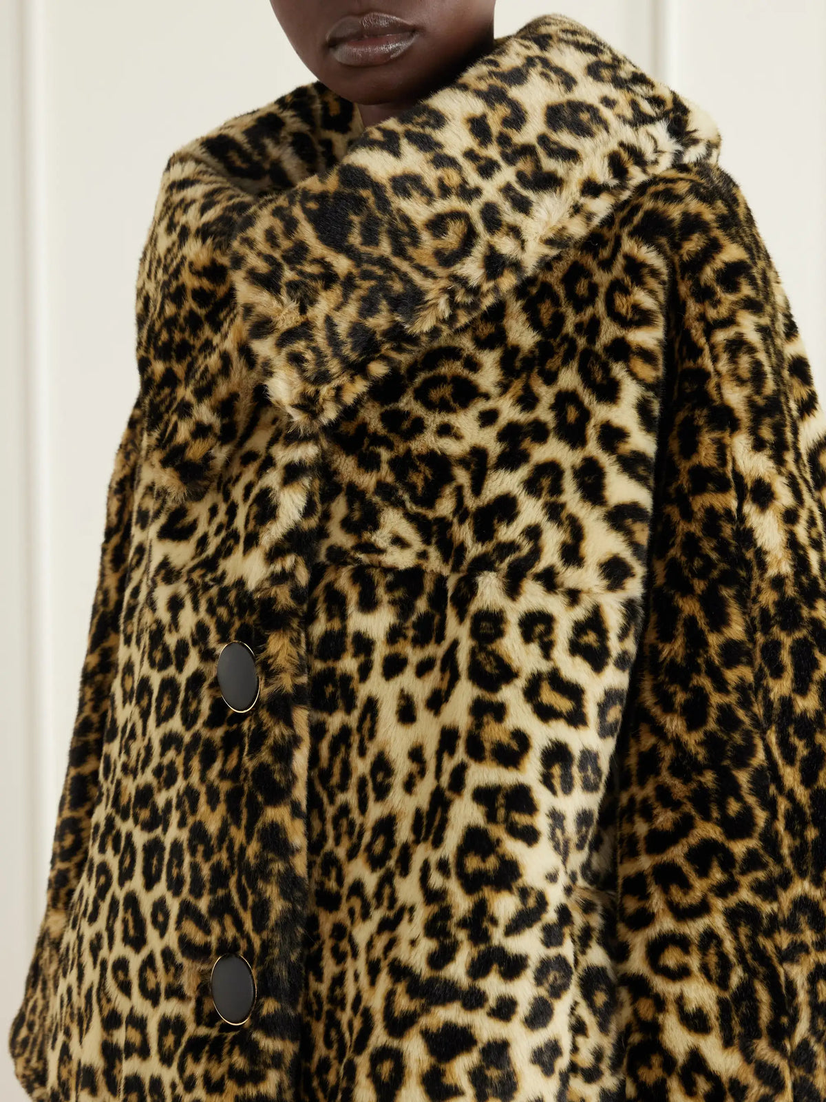 Givenchy Cape-effect Leopard-print Plush Coat