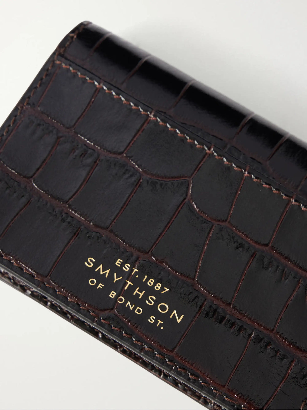 Smythson Mara Croc-effect Leather Wallet