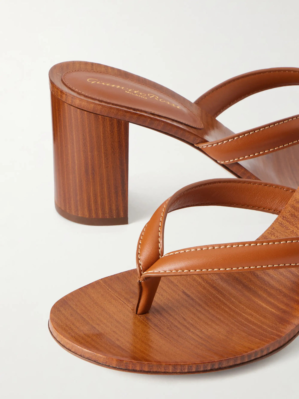 Leather 70 Heel Thong Sandals