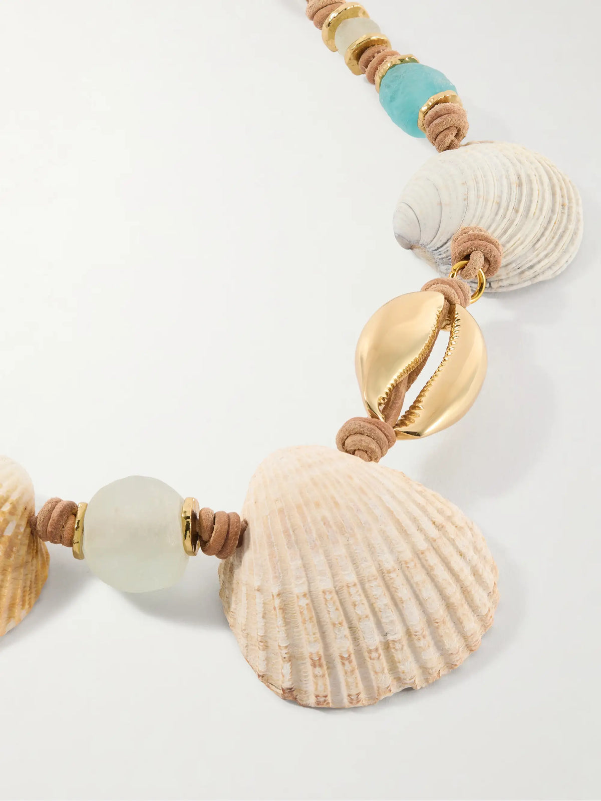 Samsara Gold-plated, Leather And Seashell Beaded Necklace