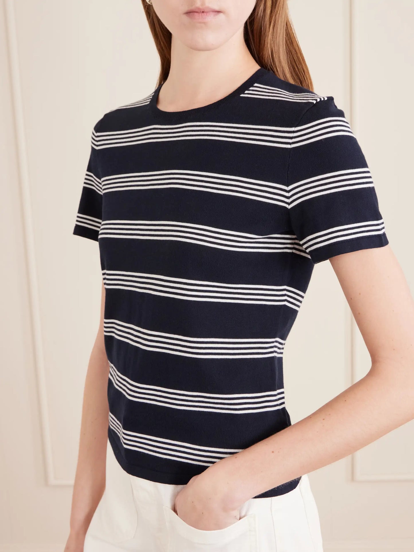 Lansie Striped Cotton-jersey T-shirt
