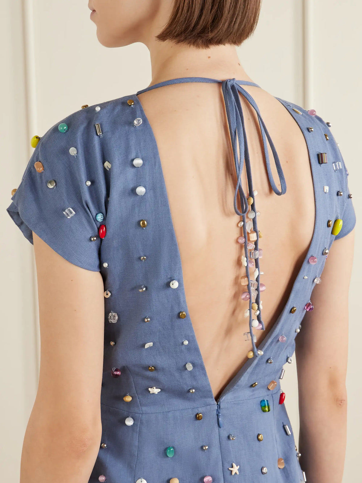 Anne Appliquéd Cotton And Linen-blend Mini Dress