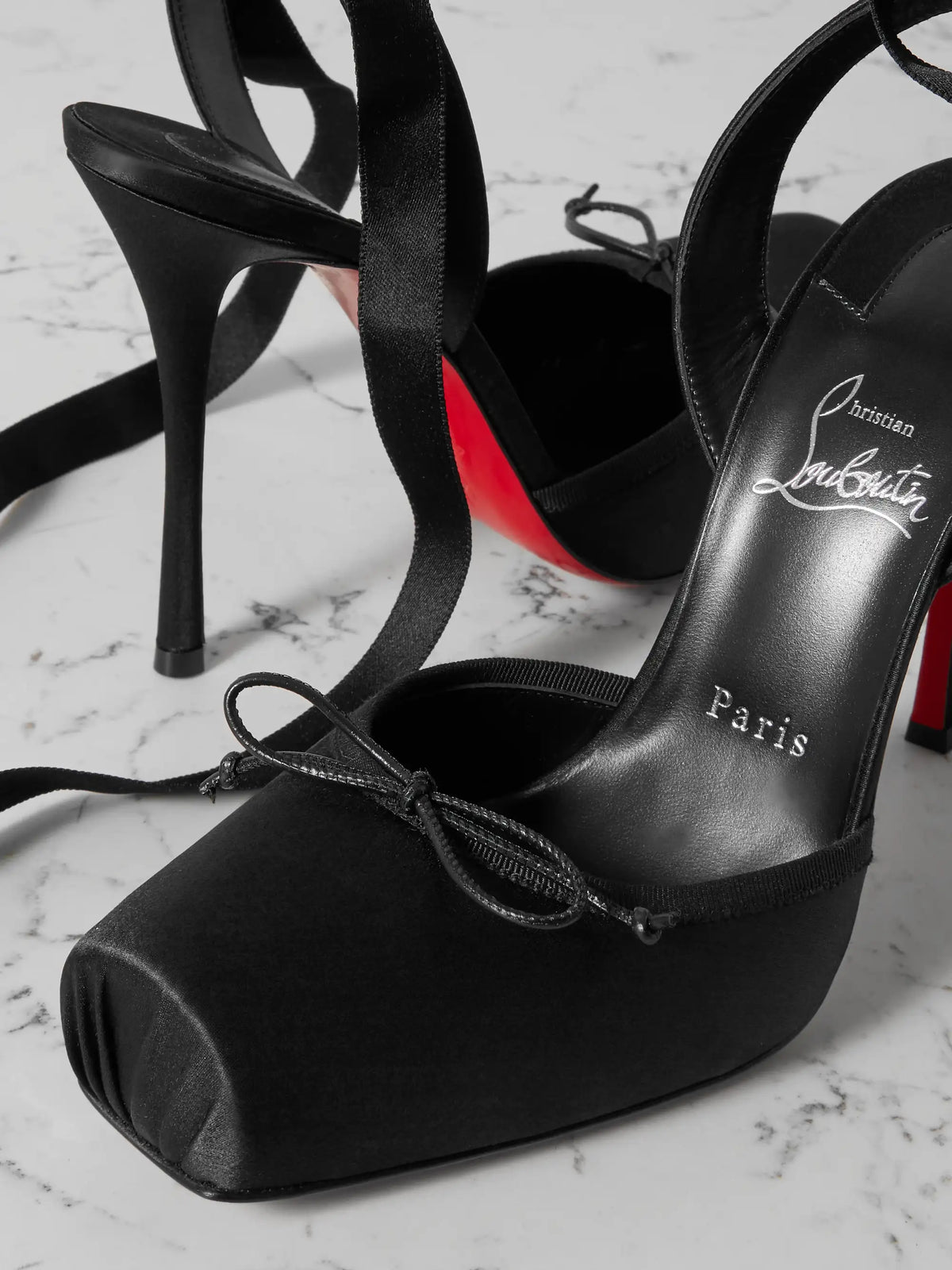 Cassia 100 Bow-detailed Grosgrain-trimmed Satin-crepe Pumps