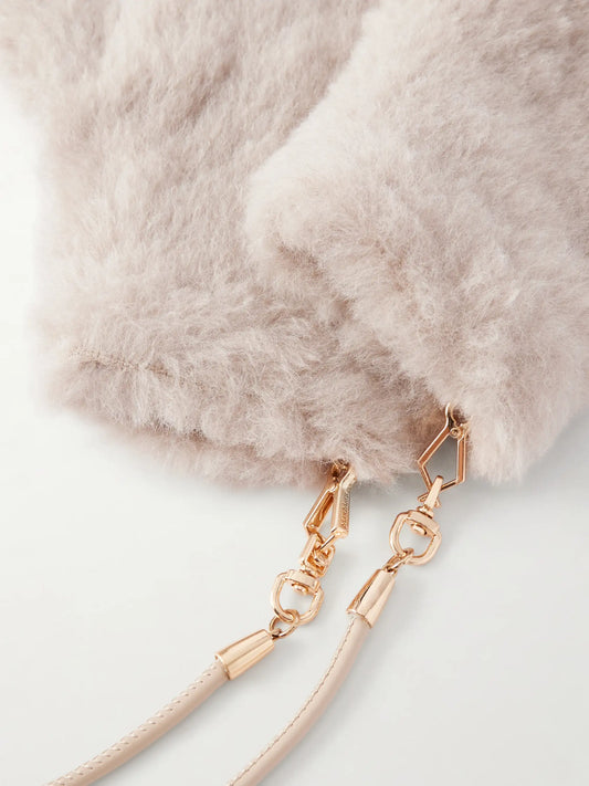 Max Mara Ombrato Strap-detailed Alpaca, Wool And Silk-blend Gloves