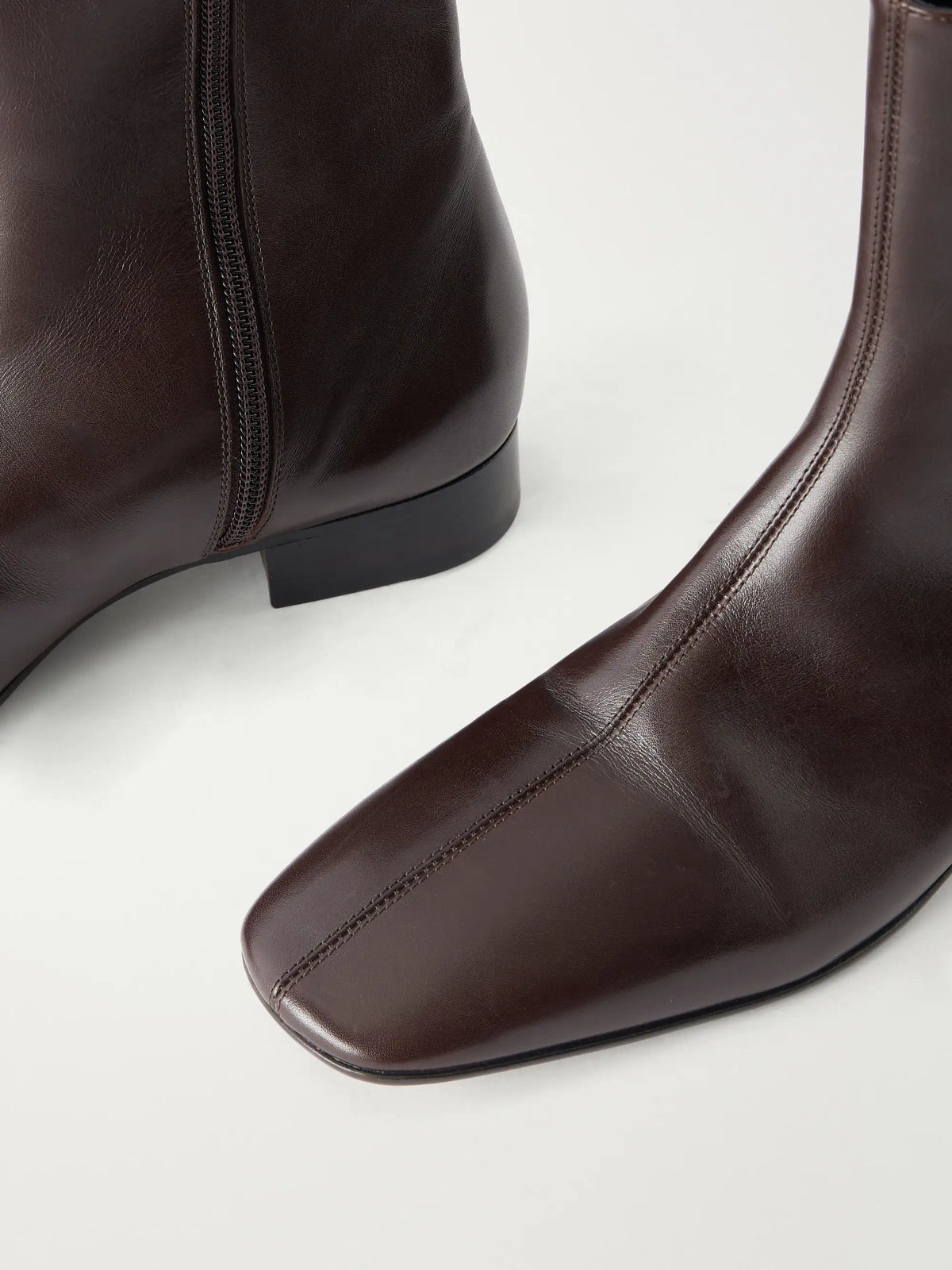The Row Cindy Leather Ankle Boots