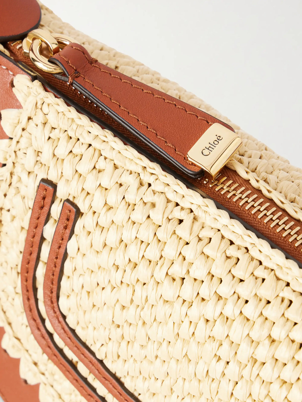 Marcie Leather-trimmed Raffia Shoulder Bag