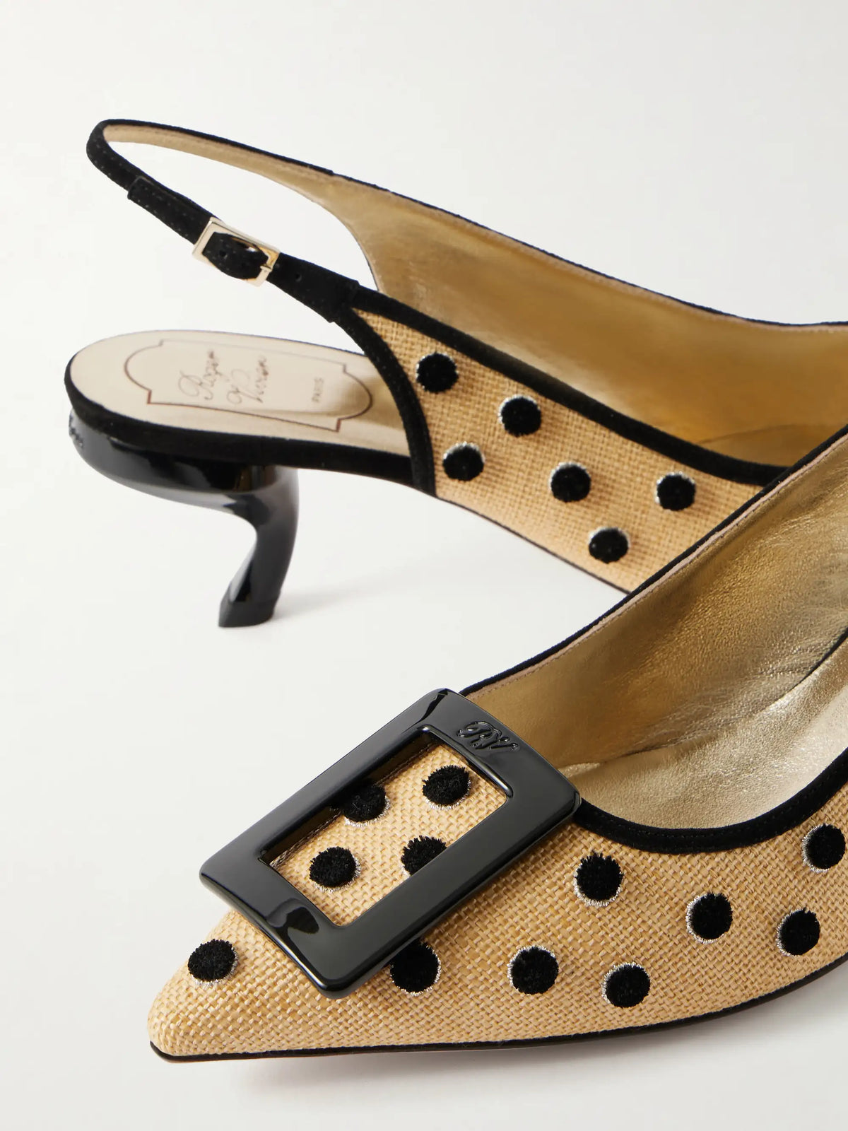 Virgule 55 Suede-trimmed Polka-dot Slingback Pumps