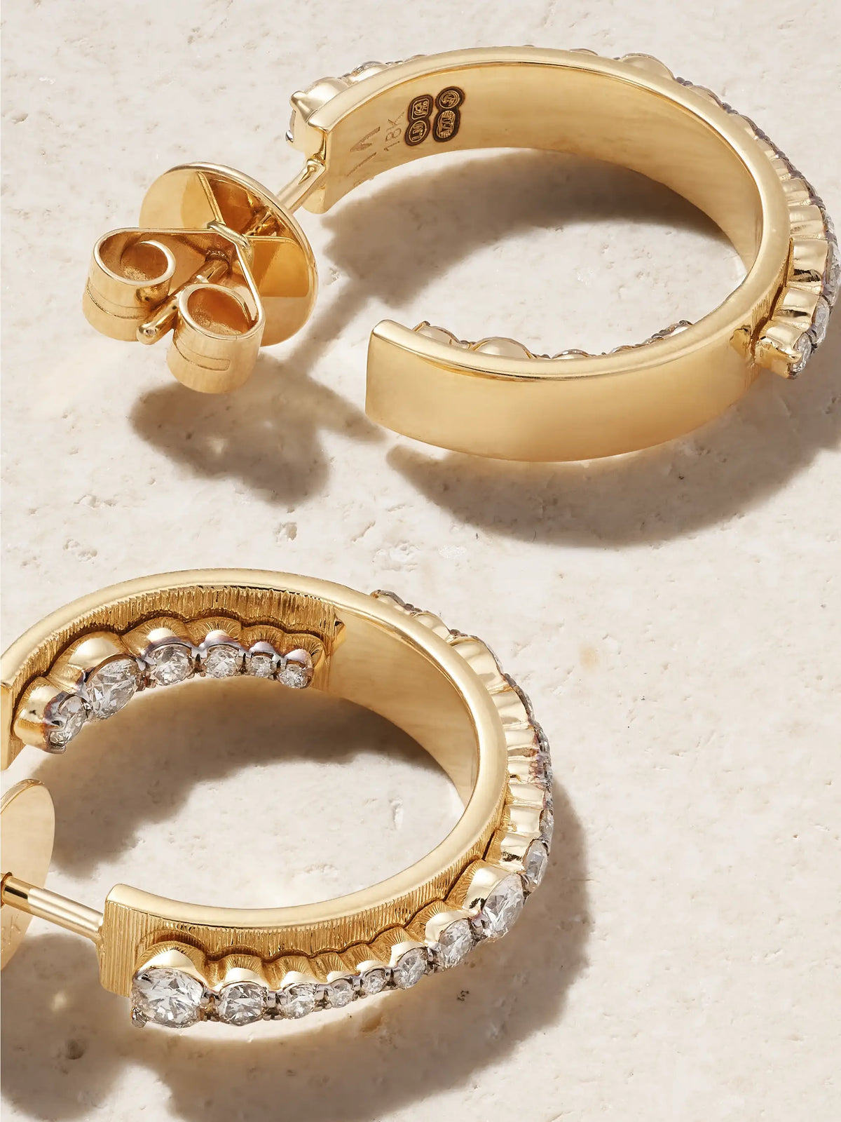 Inside Out Ripple 18-karat Gold, Rhodium-plated And Diamond Hoop Earrings