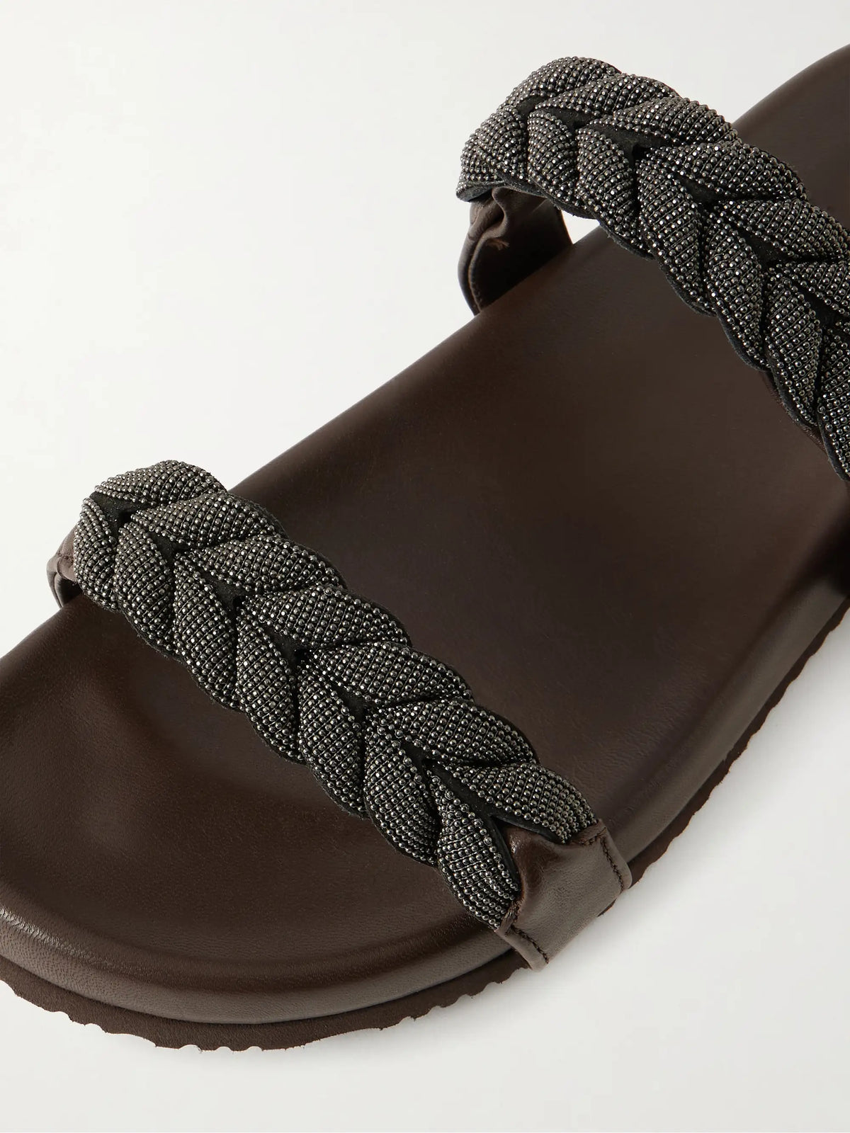 Bead-embellished Leather Sandals