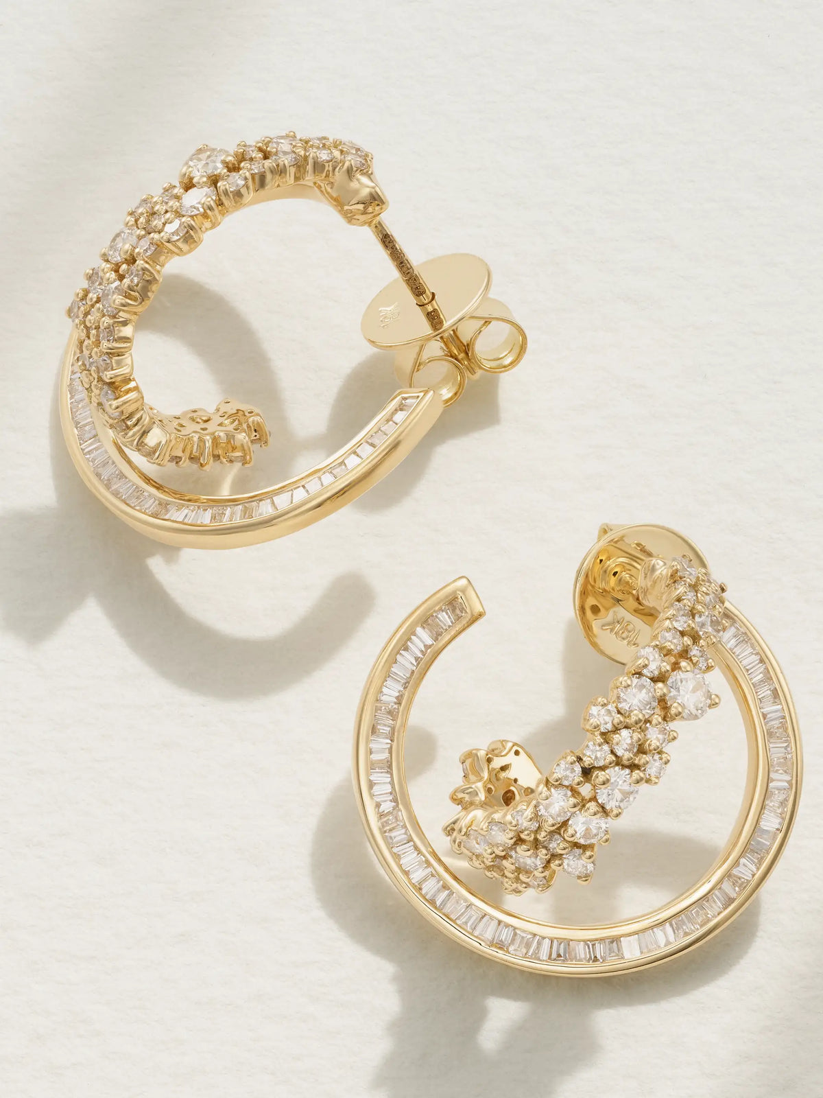 Scatter Double 18-karat Gold Diamond Hoop Earrings
