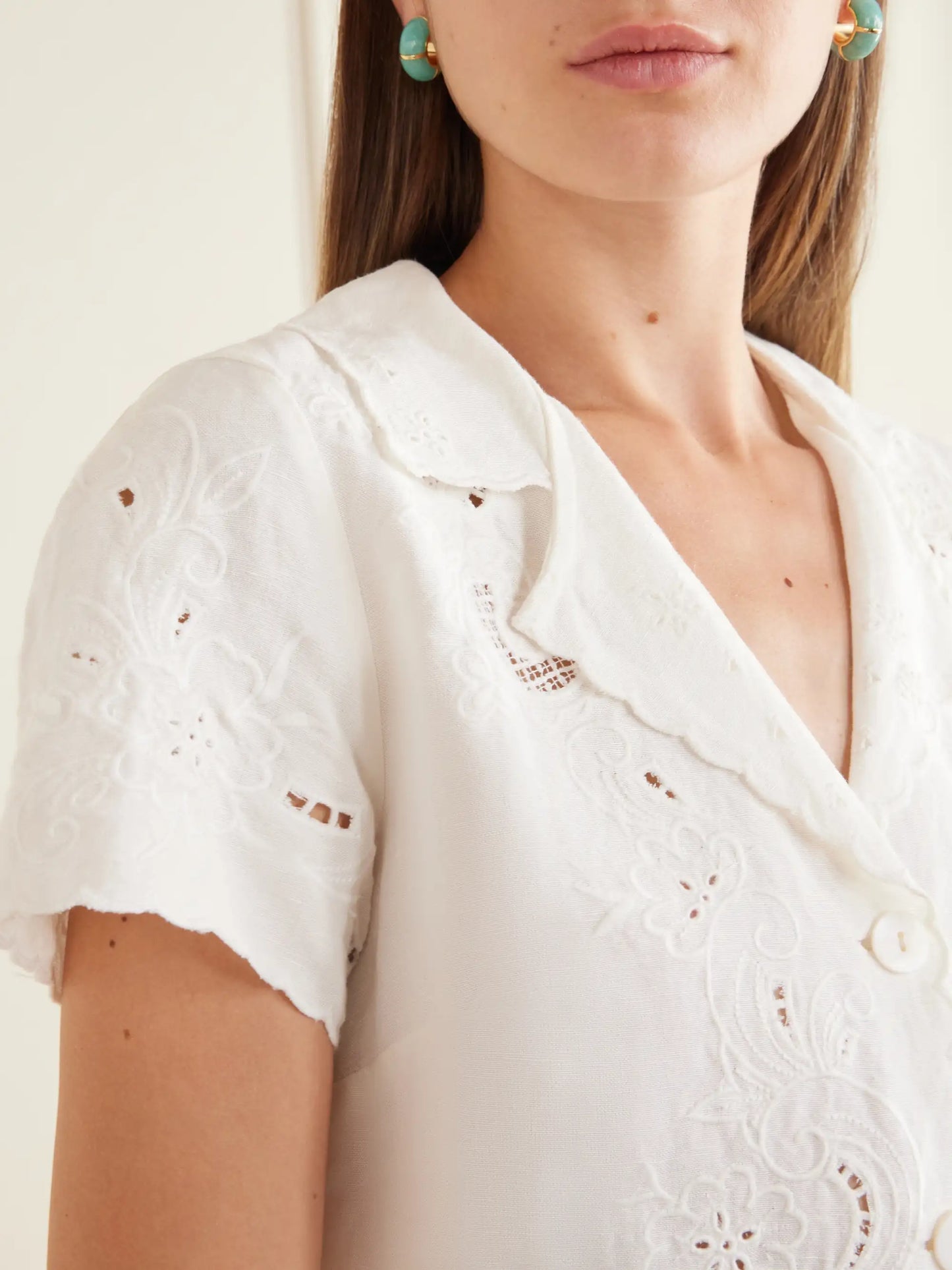 Zayanna Broderie Anglaise Linen-blend Mini Dress