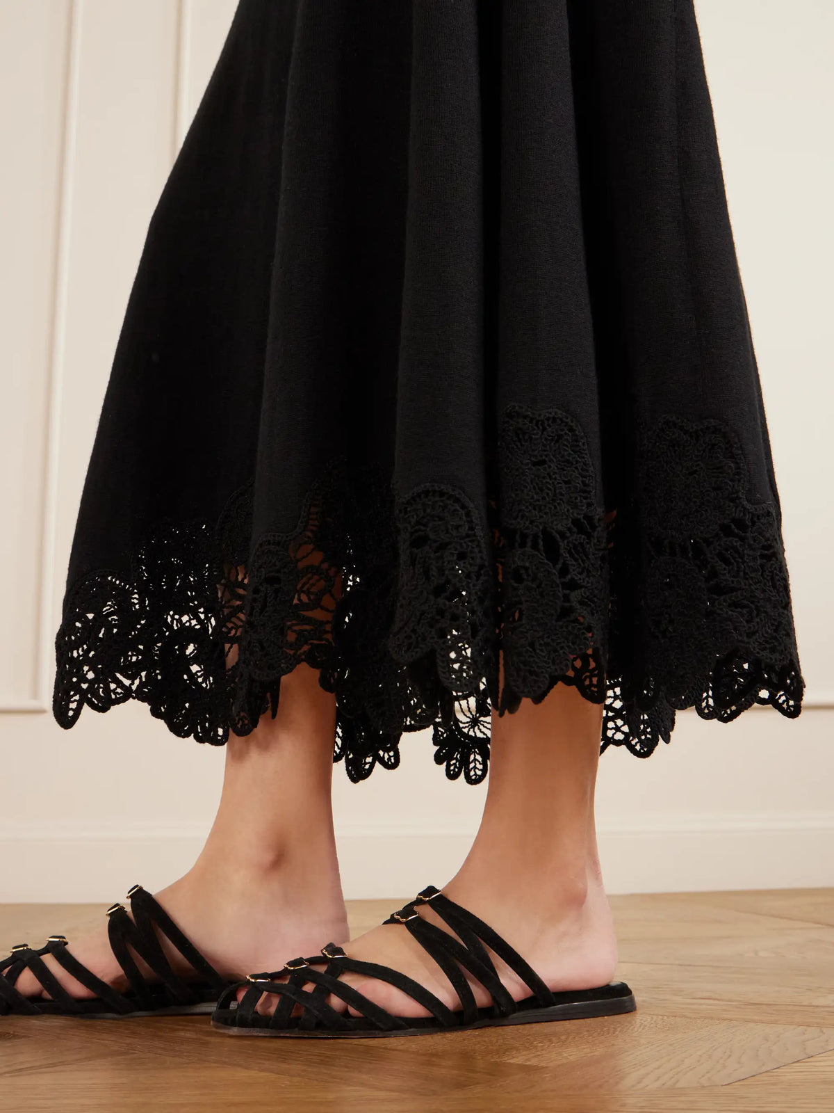 Zimmermann Valiant Lace-trimmed Wool Midi Skirt