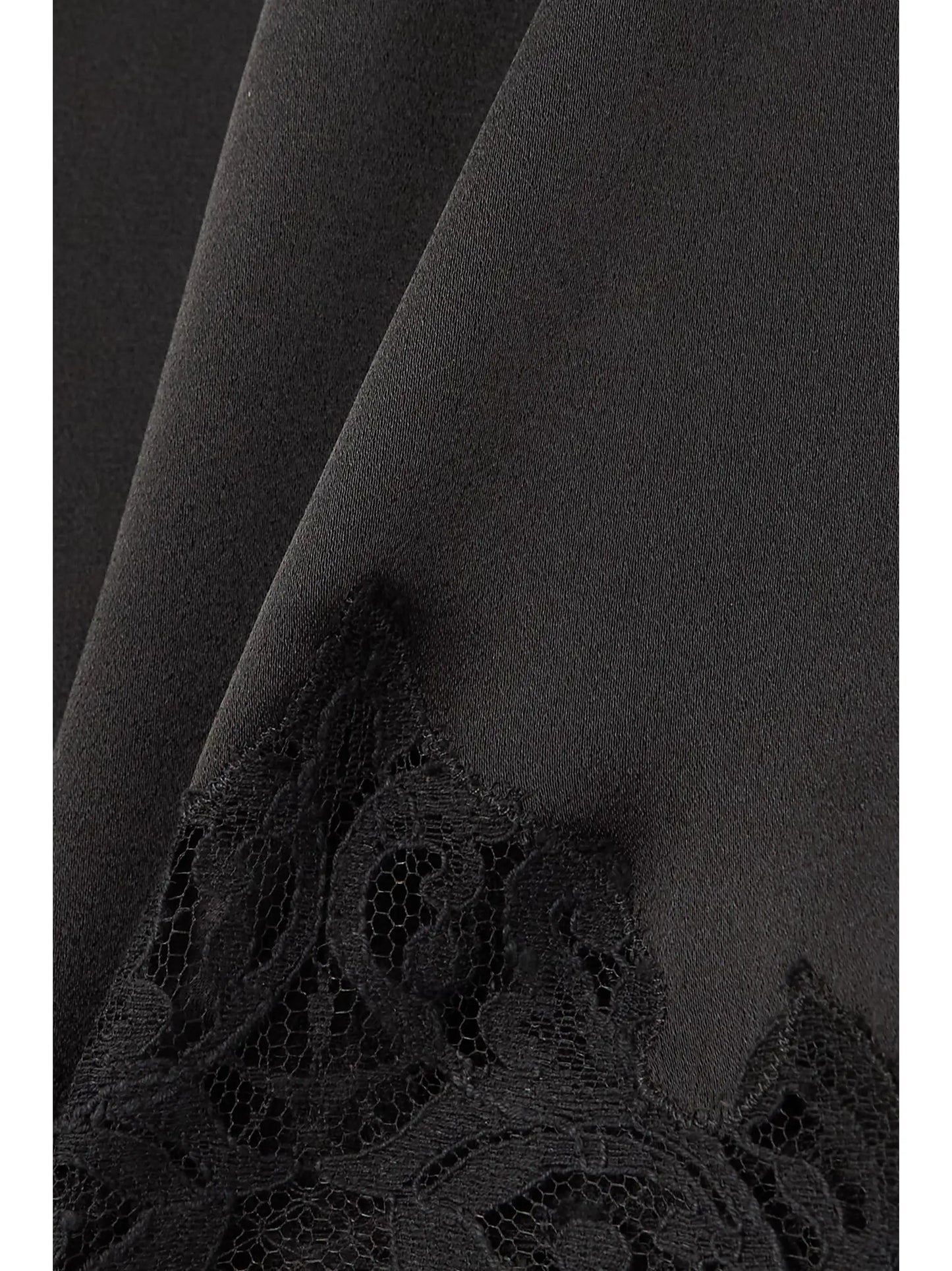 Wrap-effect Lace-trimmed Satin Skirt