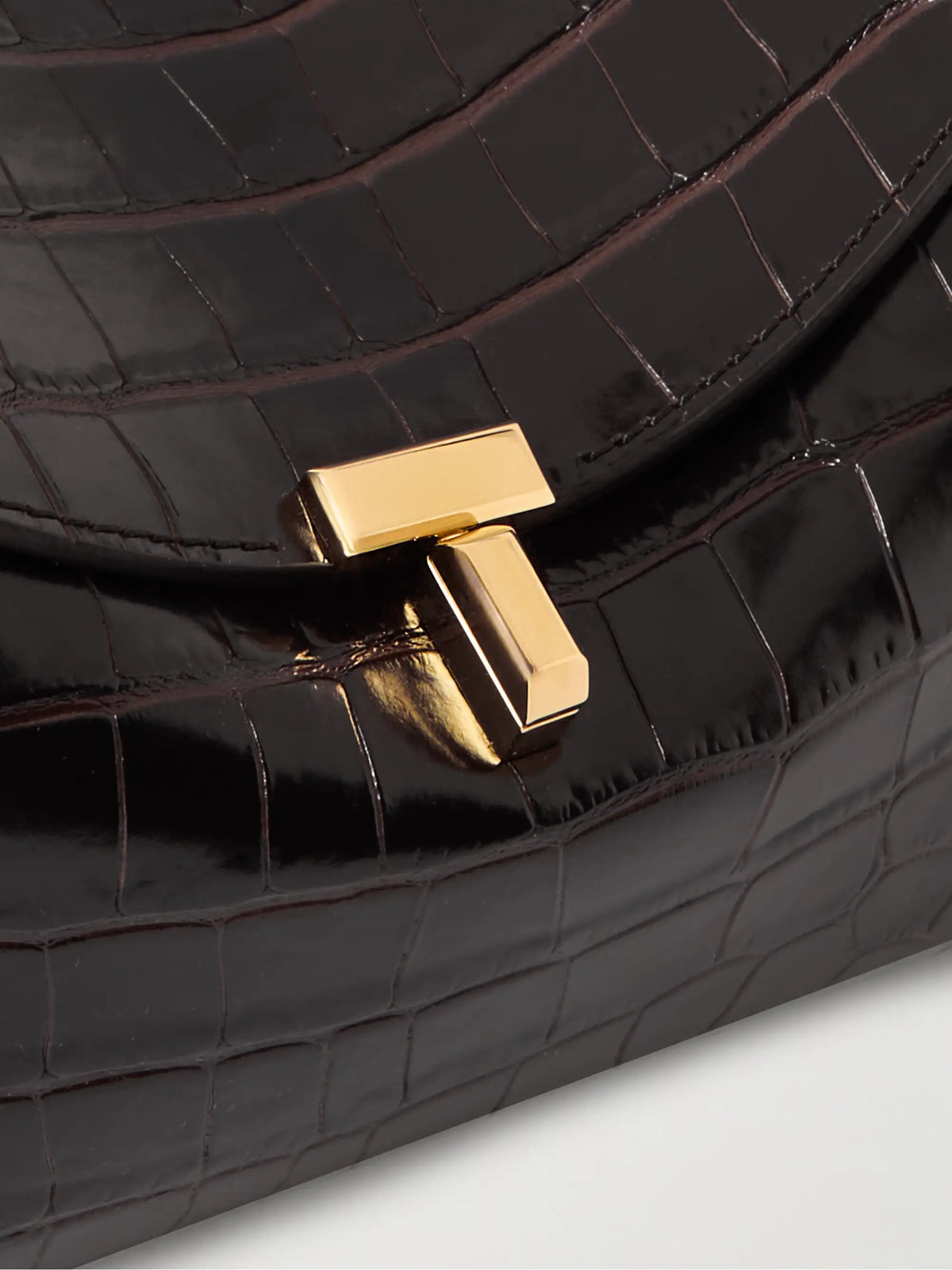 T-lock Croc-effect Leather Clutch