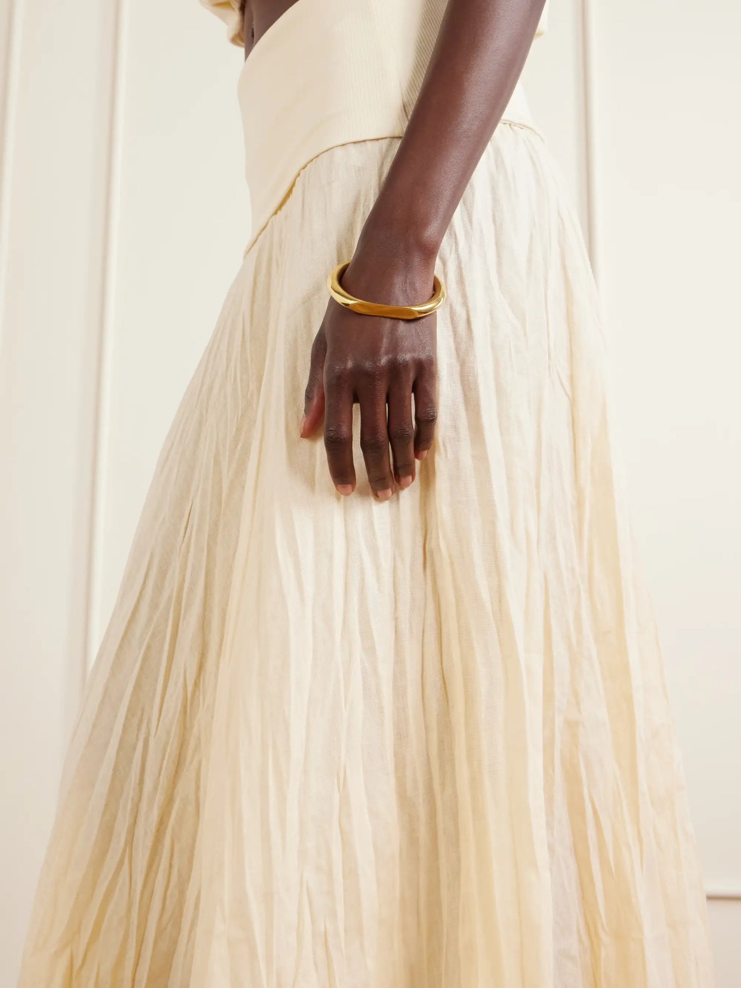 Light And Sound Linen-blend Jersey Maxi Skirt