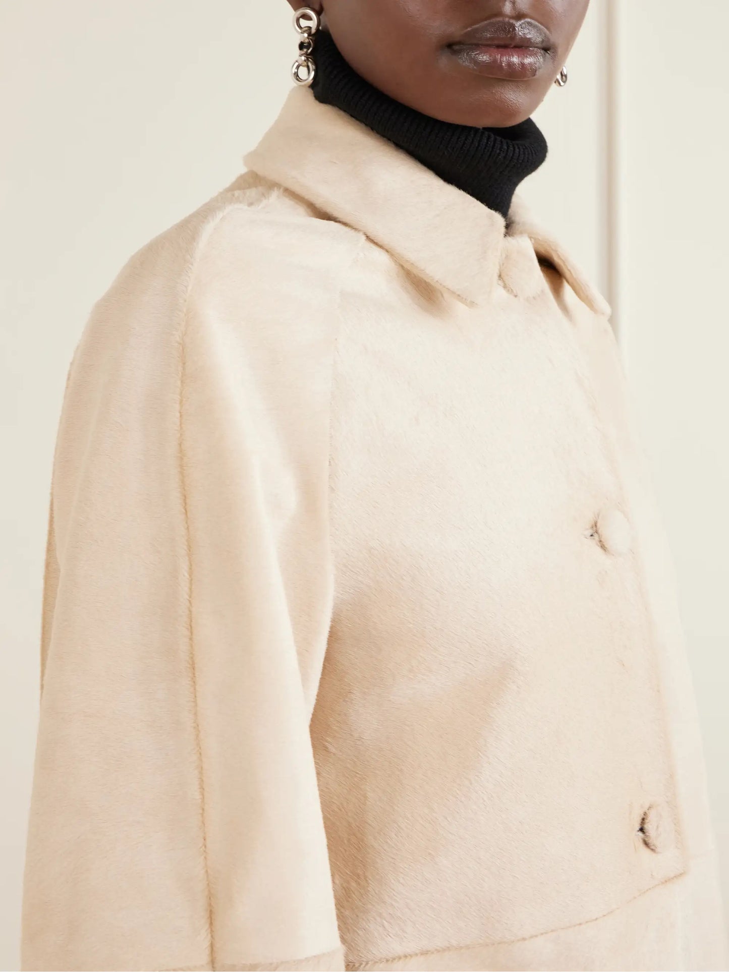 Paneled Calf Hair Coat