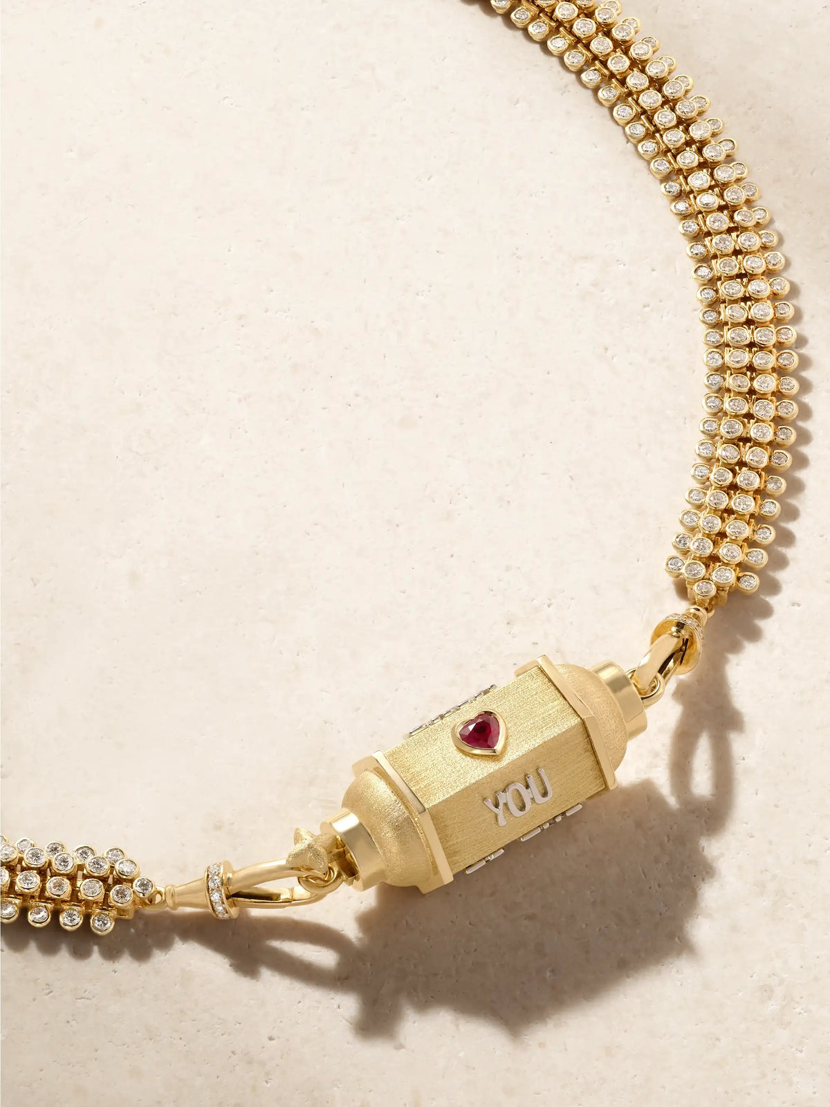 Marie Lichtenberg Love You Locket 18-karat Yellow And White Gold, Diamond And Ruby Necklace