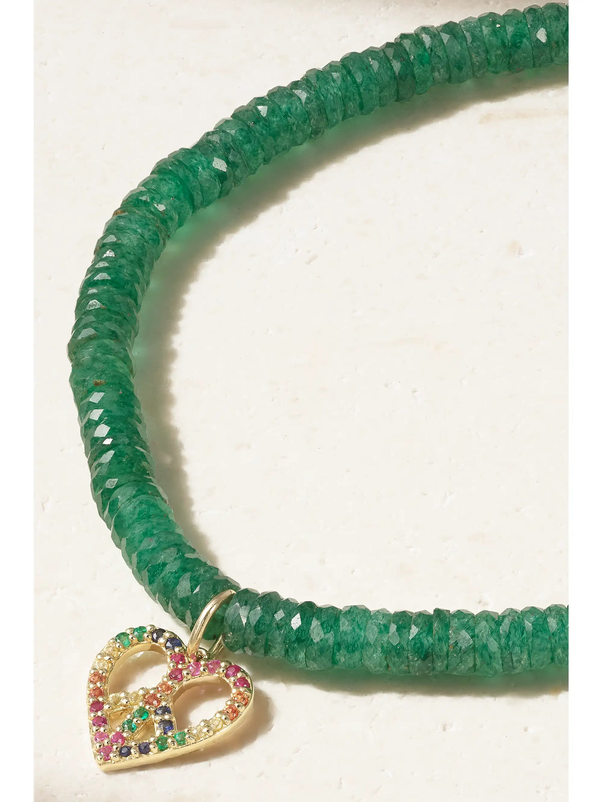 Small Peace Heart 14-karat Gold Multi-stone Bracelet