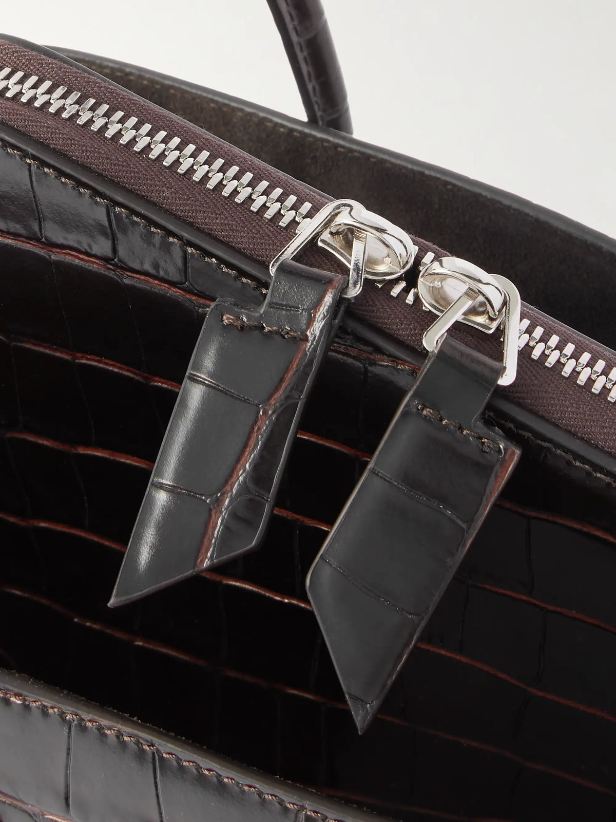 La Passeggiata Small Asymmetric Croc-effect Leather Tote