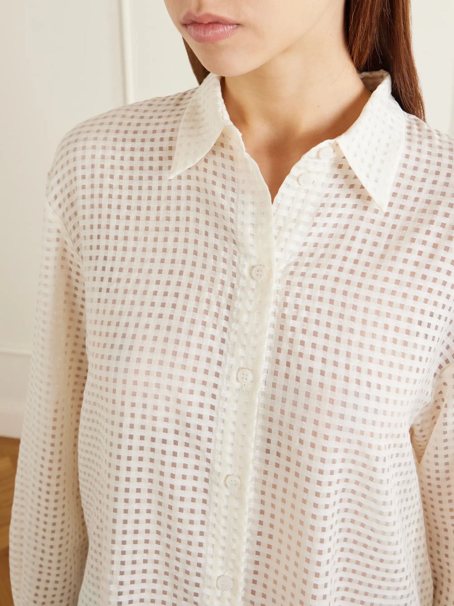Gingham Point D'esprit Blouse