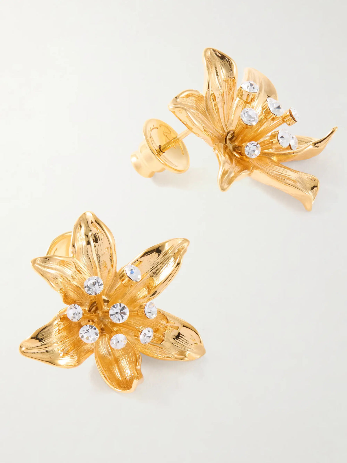 Oscar de la Renta Lily Crystal-embellished Gold-tone Earrings