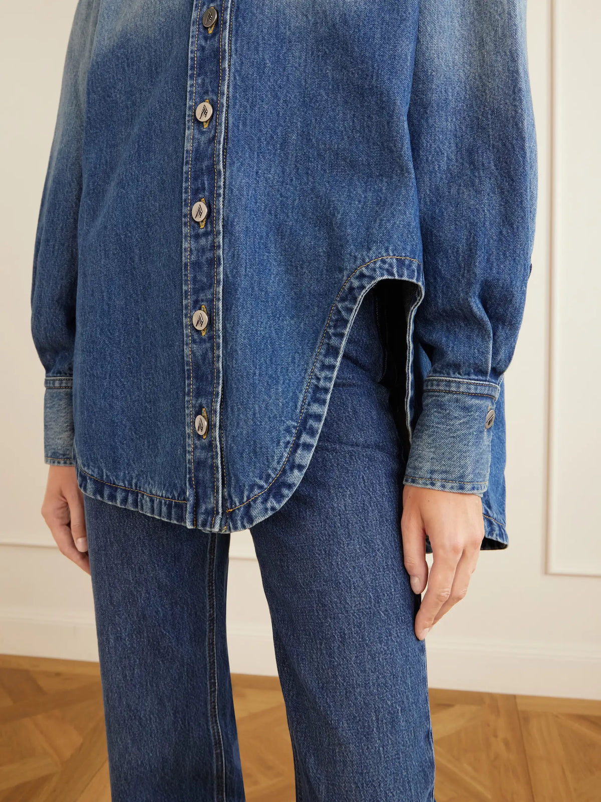 Logo-embroidered Washed Denim Jacket